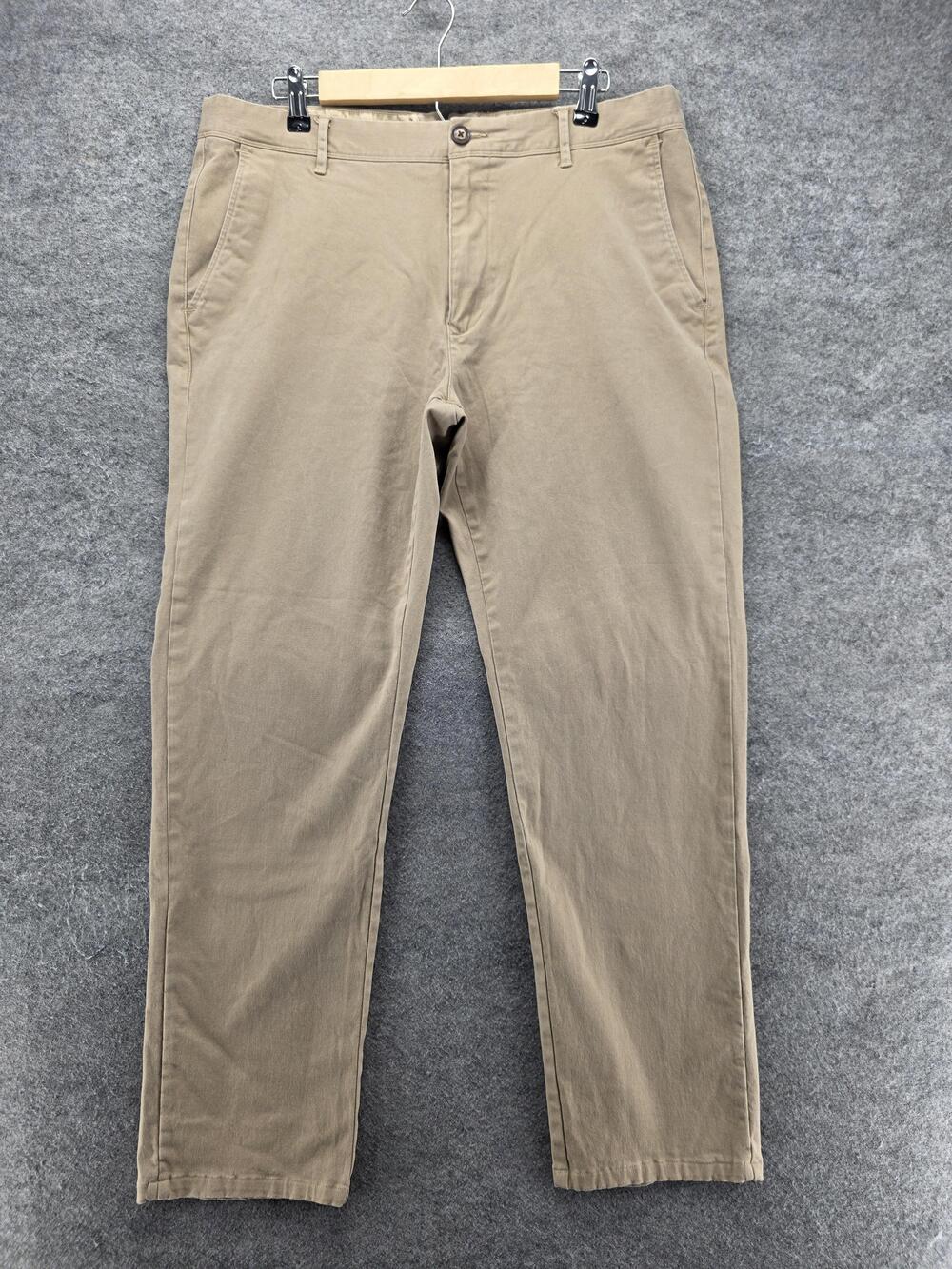 Mott & Bow Pants Mens 35x32 Beige Chino Slim Tapered Stretch Cotton Spandex